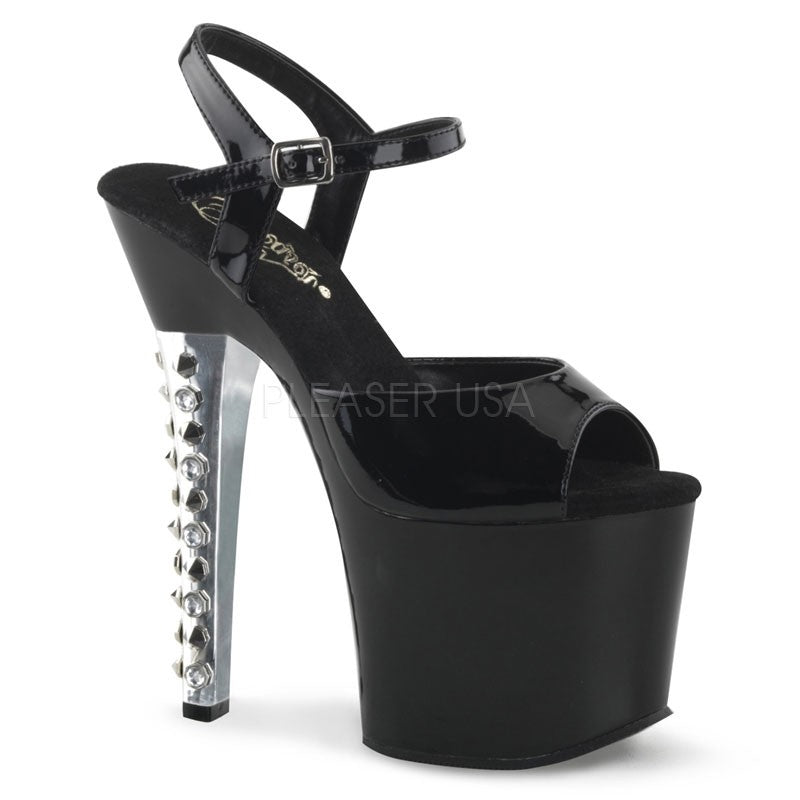 Plateau Sandalette mit Nieten und Steinen