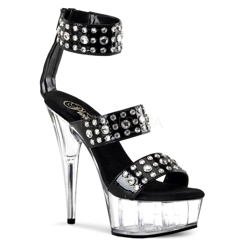 Plateau Sandalette aus Lack mit Strass