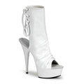 lateau Peep-Toe Stiefelette, Weiss Kunstleder