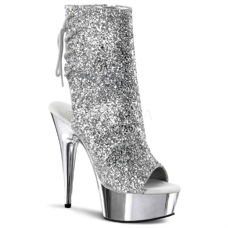 Plateau Peep-Toe Stiefelette mit Glitter