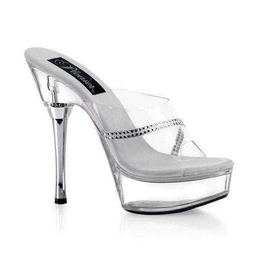 Transparente Plateau-Pantoletten mit Strass