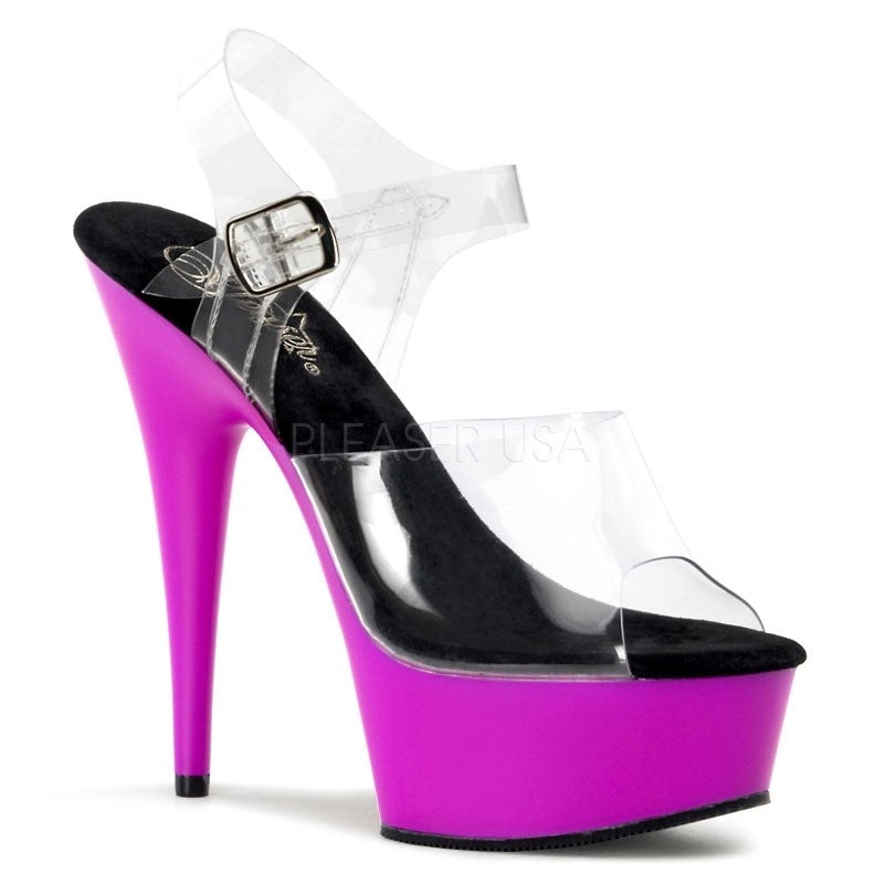 Neon Plateau-Sandalette mit klarem Oberteil