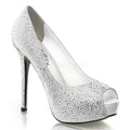 Wildleder / Strass Peep-Toe Pump - Weiss