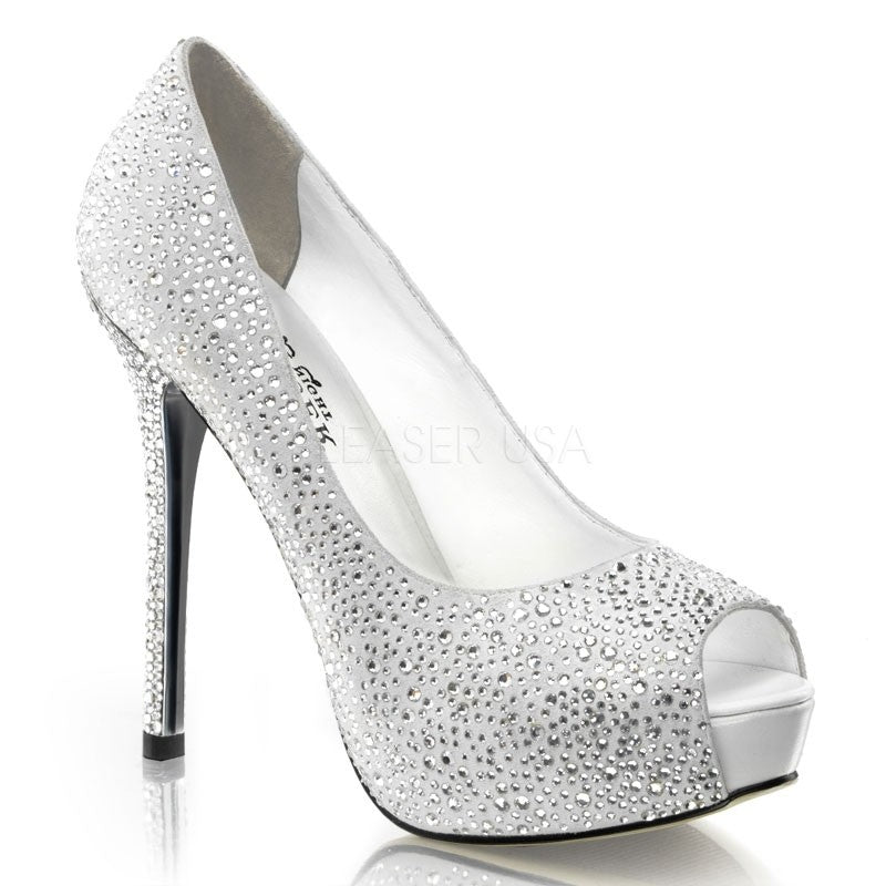 Wildleder / Strass Peep-Toe Pump - Weiss