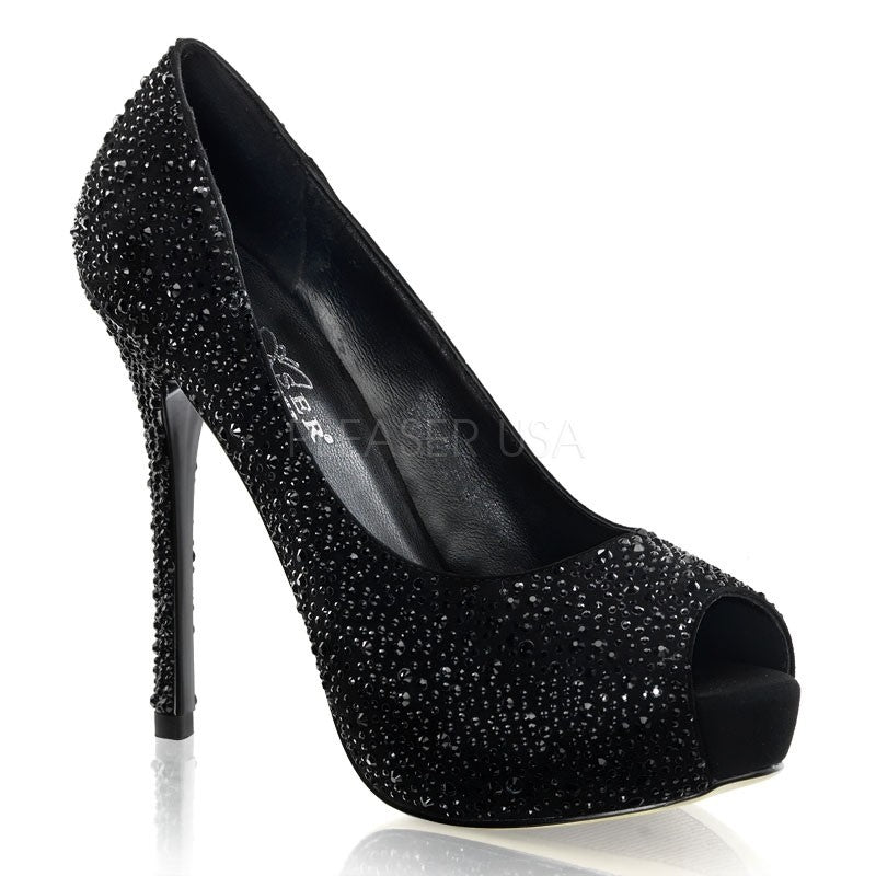 Wildleder / Strass Peep-Toe Pump