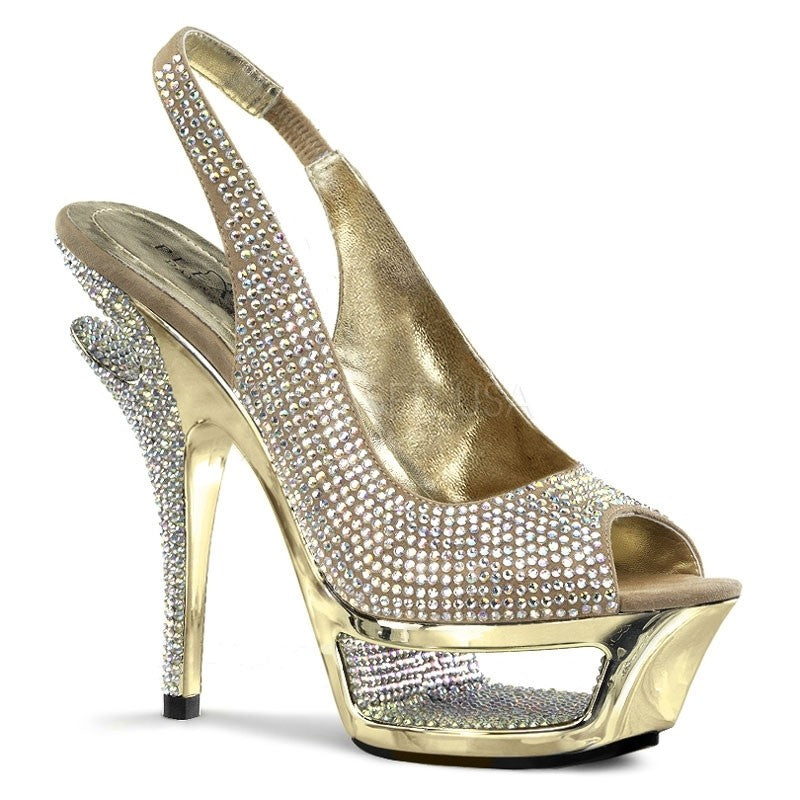 Cut-Out-Plateau Luxus Sling-Back Pumps mit Strass