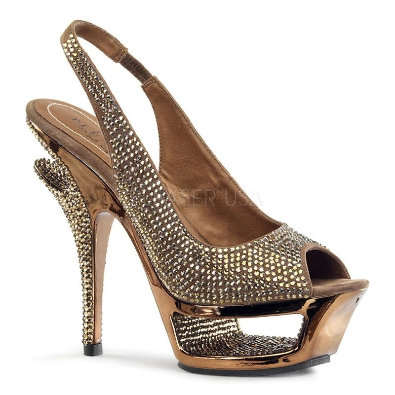 Cut-Out-Plateau Luxus Sling-Back Pumps mit Strass
