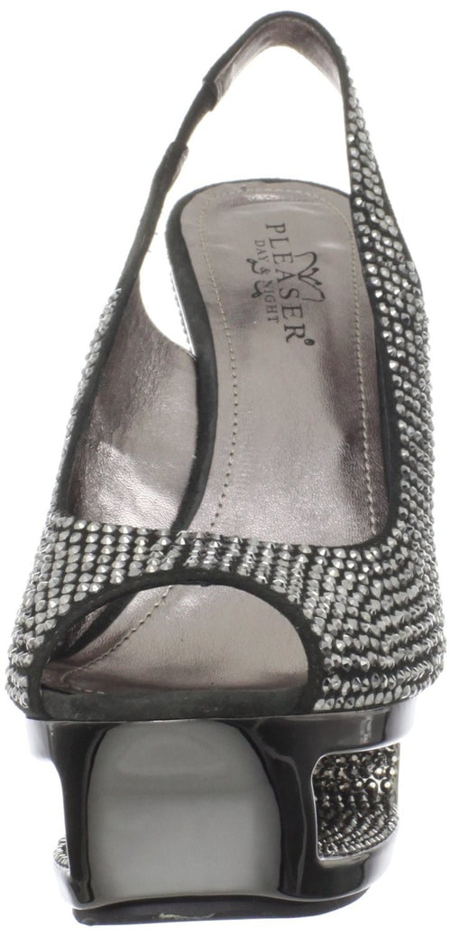 Cut-Out-Plateau Luxus Sling-Back Pumps mit Strass