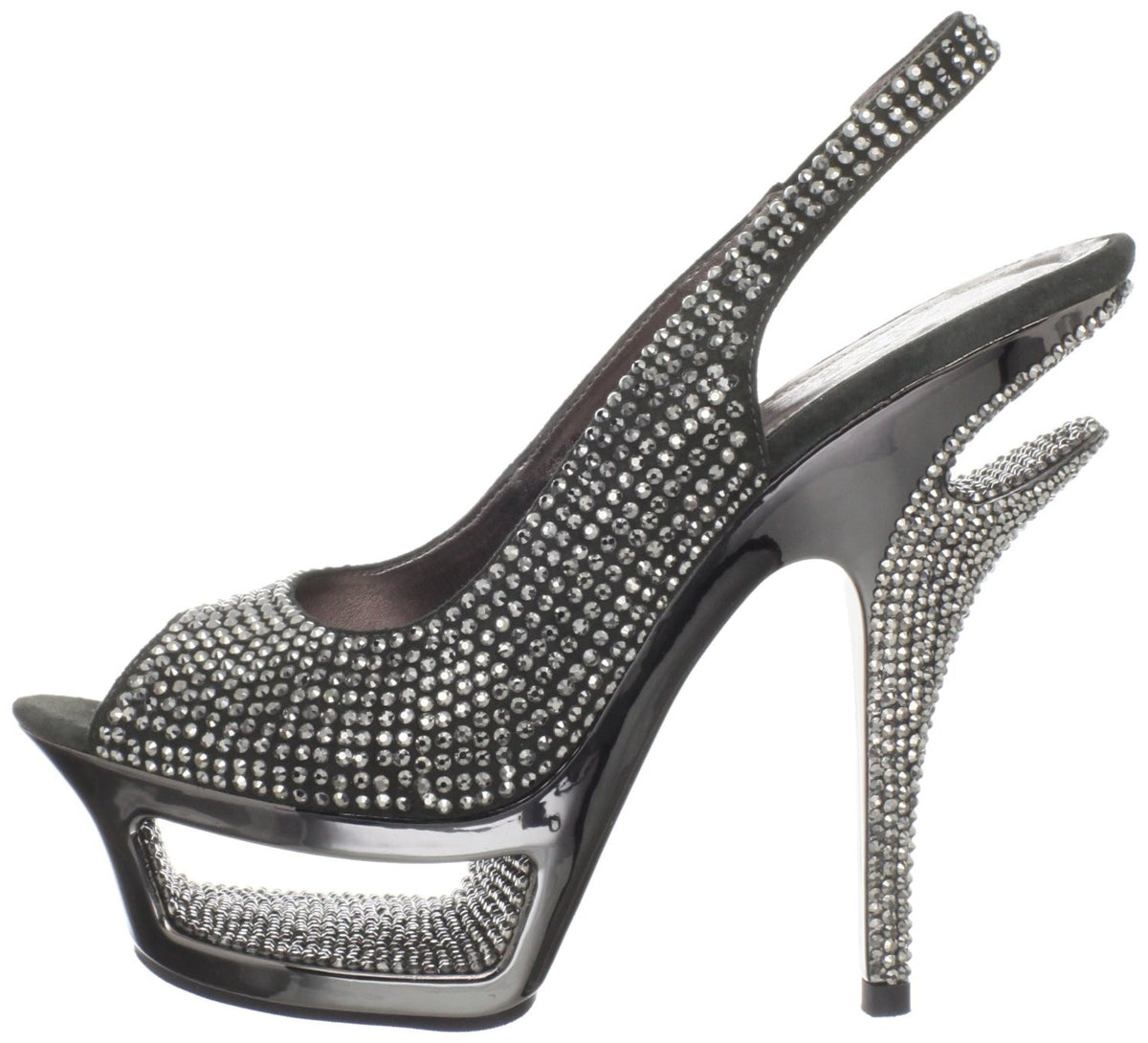 Cut-Out-Plateau Luxus Sling-Back Pumps mit Strass