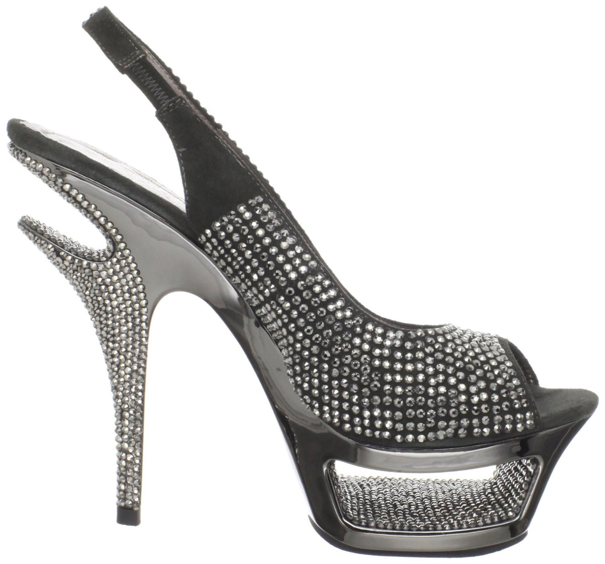 Cut-Out-Plateau Luxus Sling-Back Pumps mit Strass
