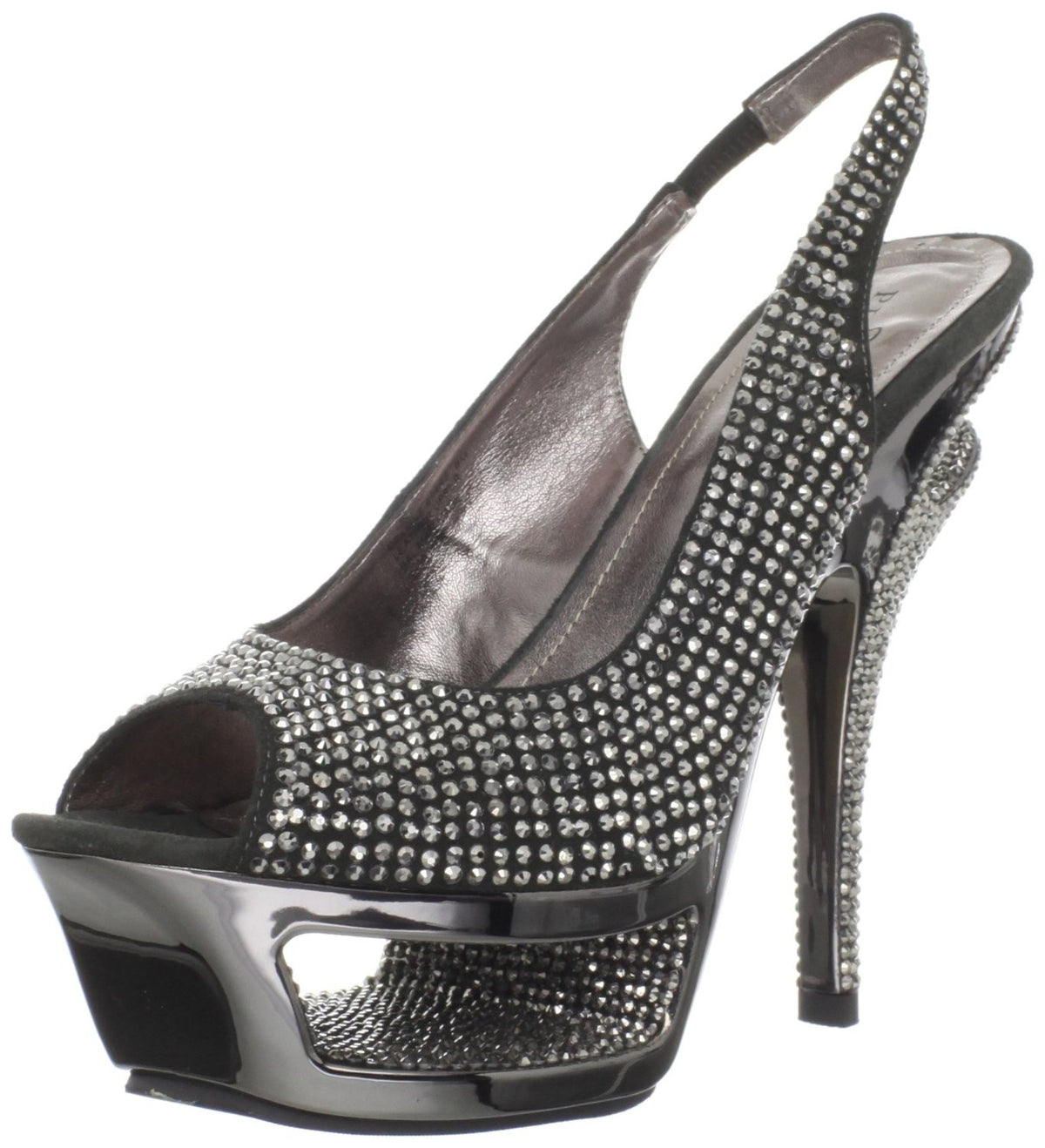 Cut-Out-Plateau Luxus Sling-Back Pumps mit Strass