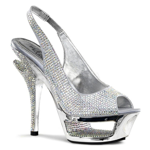 Cut-Out-Plateau Luxus Sling-Back Pumps mit Strass