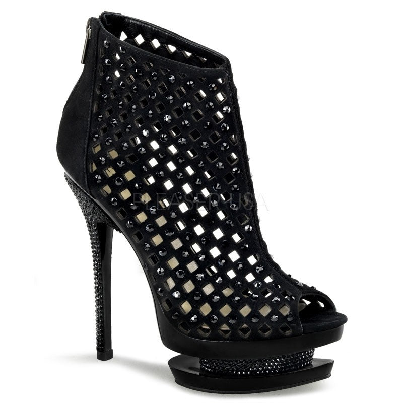 Wildleder Stiefelette im Cut-Out Stil mit Strass