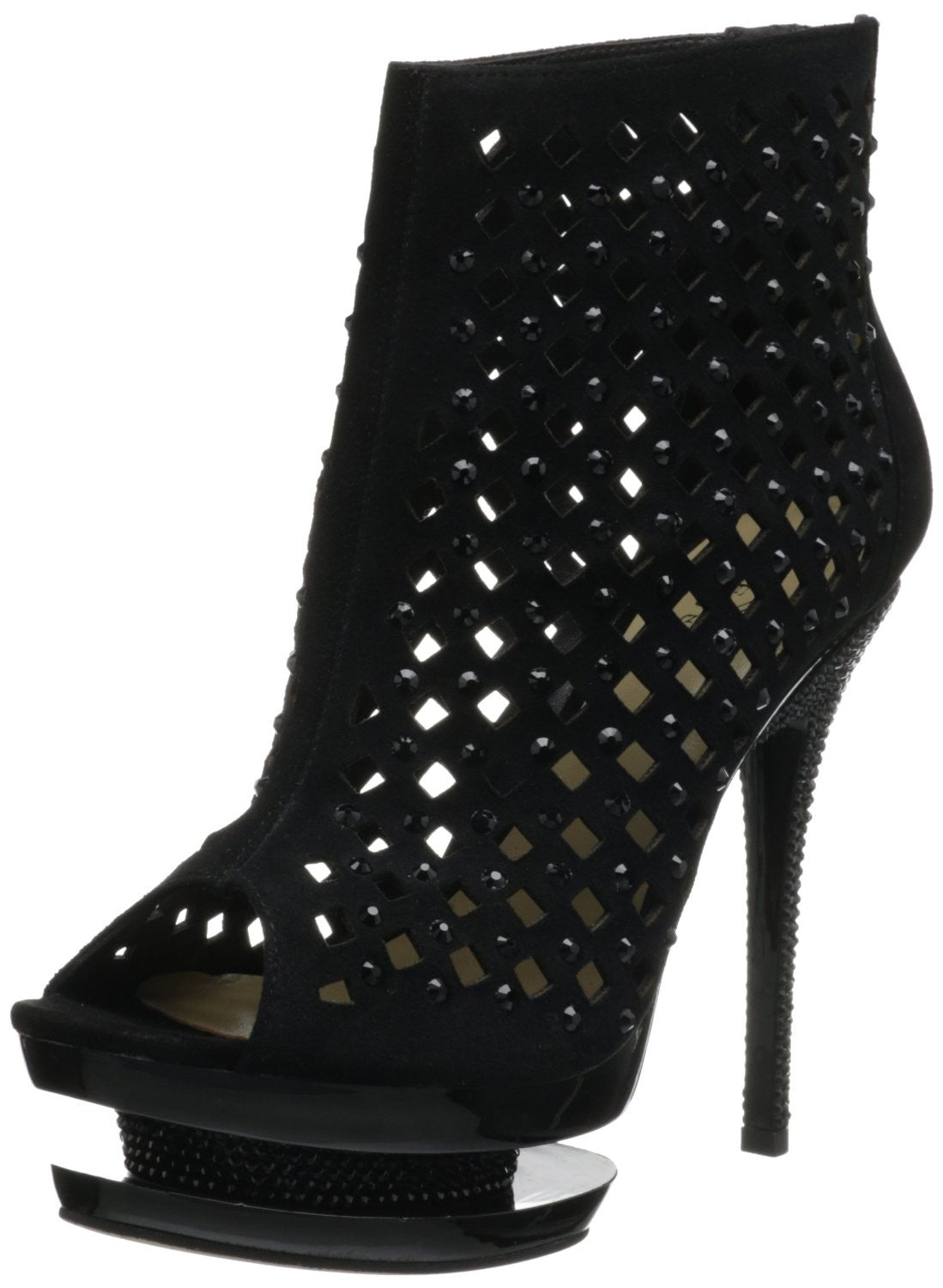 Wildleder Stiefelette im Cut-Out Stil mit Strass