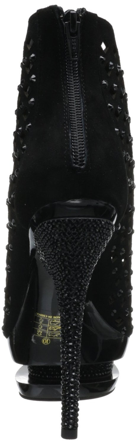 Wildleder Stiefelette im Cut-Out Stil mit Strass