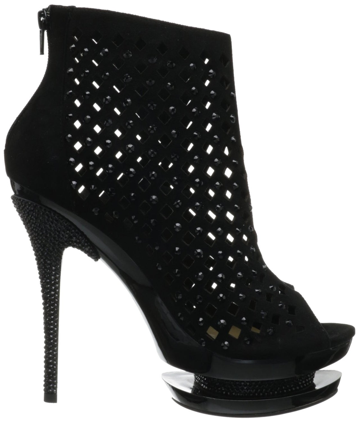 Wildleder Stiefelette im Cut-Out Stil mit Strass