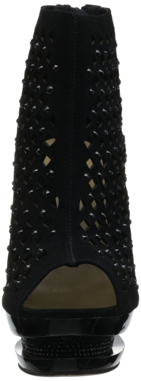 Wildleder Stiefelette im Cut-Out Stil mit Strass