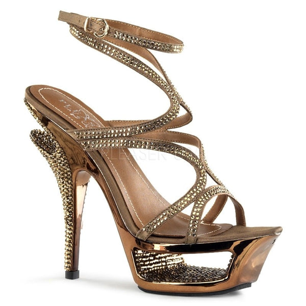 Luxuriöse Cut-Out-Plateau Riemchen-Sandaletten - bronze