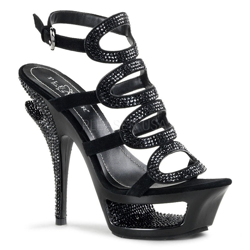 Luxuriöse Design-Plateau Riemchen-Sandalette mit Strass