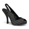 Slingback Plateau Open Toes High Heel Pumps gepunktet Satin