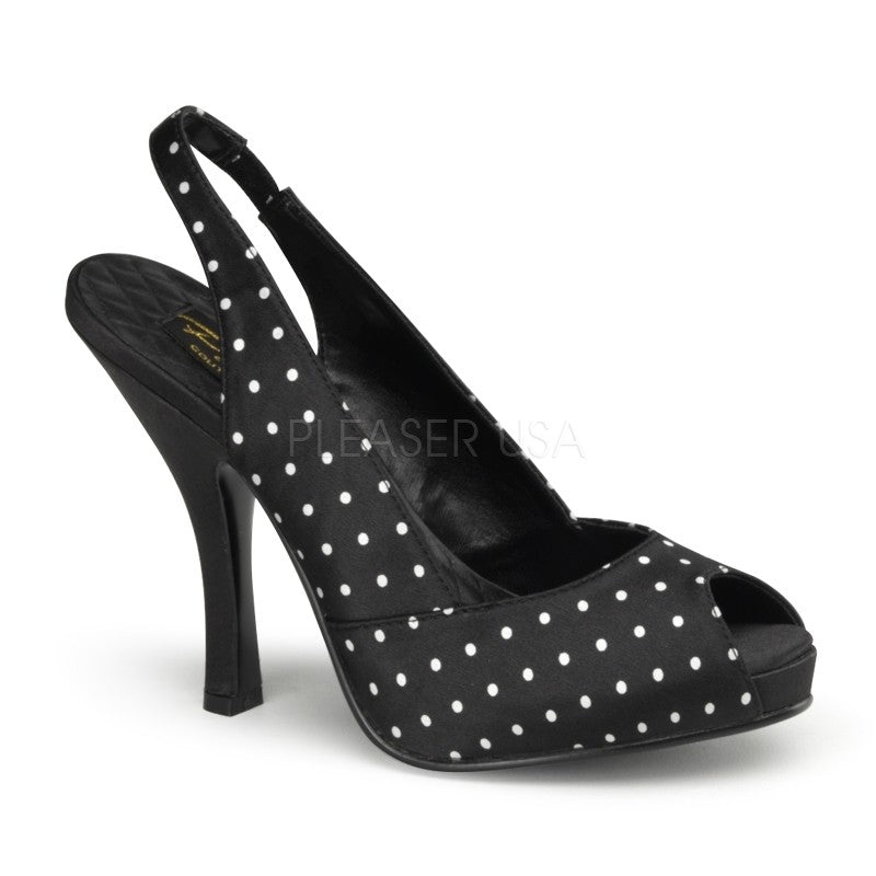 Slingback Plateau Open Toes High Heel Pumps gepunktet Satin