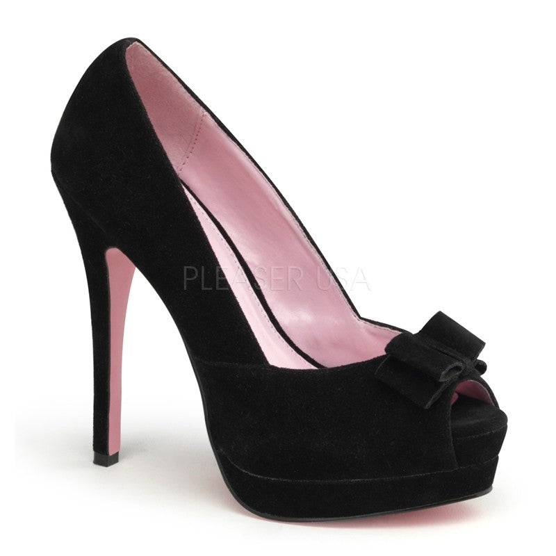 Plateau High Heel Peep Toe Pumps mit Schleife