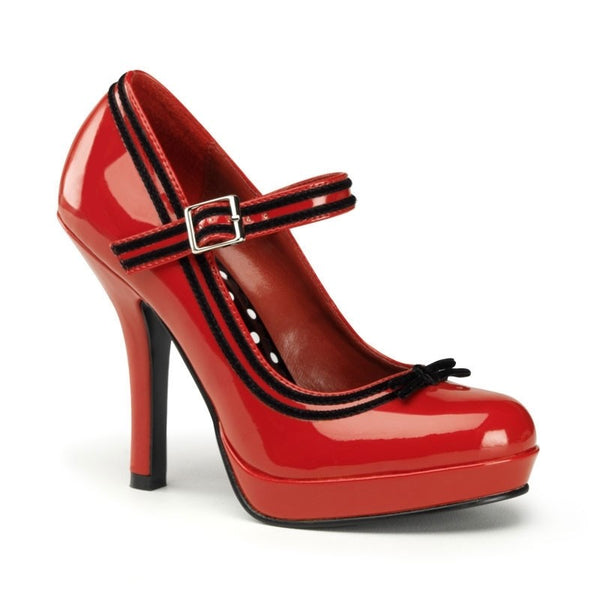 Pin-Up Couture Lack Plateau Pumps mit Riemchen