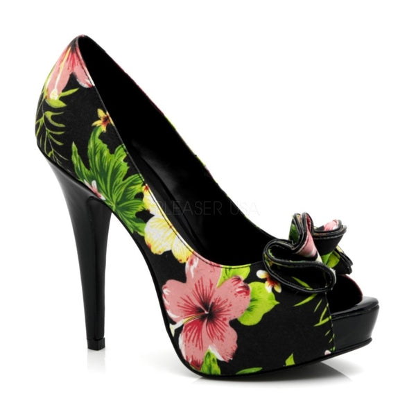 Sexy Plateau Peep Toe High Heel Pumps mit Blumenaufdruck