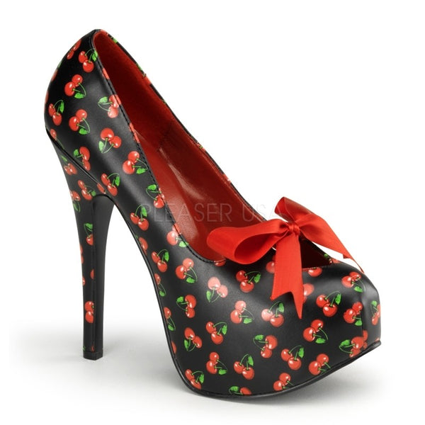 Plateau High Heel Pumps im Kirschlook mit Schleife
