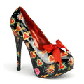 Sexy Plateau High Heel Pumps im Herzlook mit roter Schleife