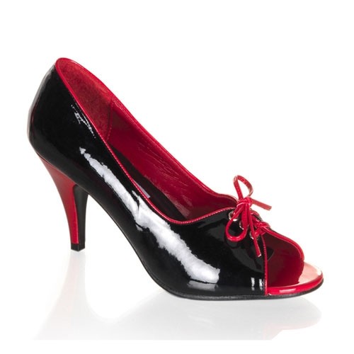 Peep-Toe Pumps - Schwarz / Rot