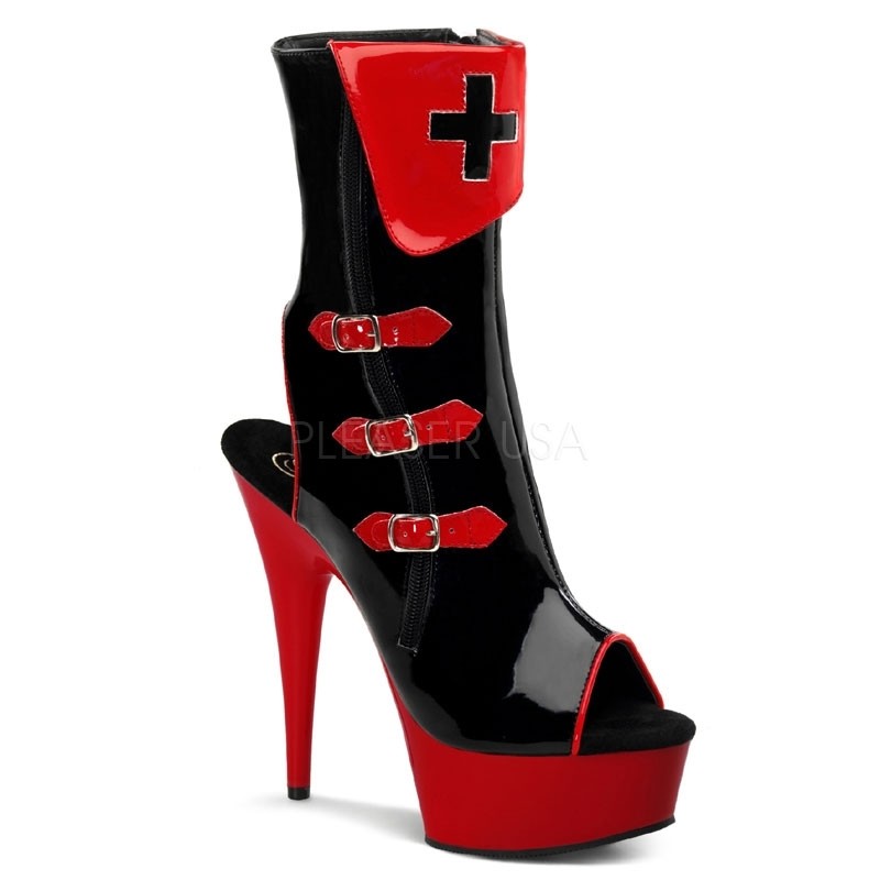 High Heel Plateau Stiefeletten mit offenen Zehen und offener Ferse