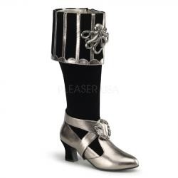 Damen Kniestiefel schwarz / silber