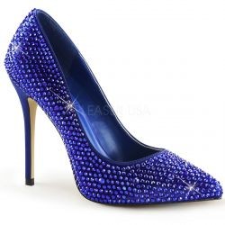 sexy High Heels Strass Pumps Satin Blau