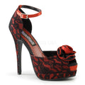 Satin-Heels rot mit Spitze