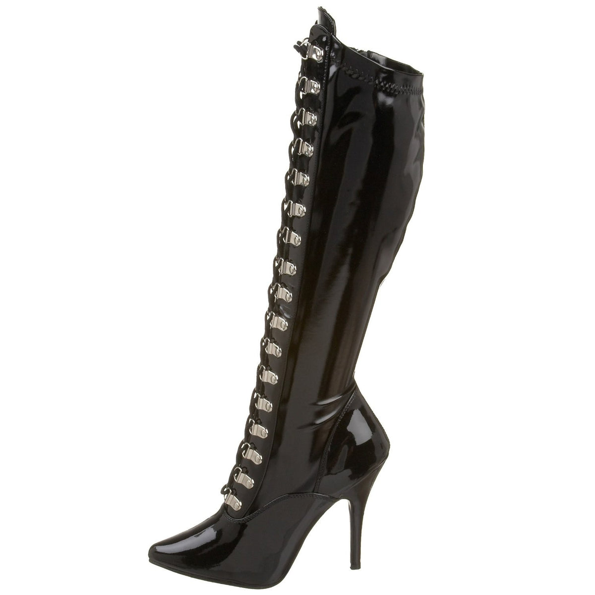 Stiefel aus Stretchlack mit Schnürung Lack