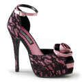 Satin-Heels rosa mit Spitze