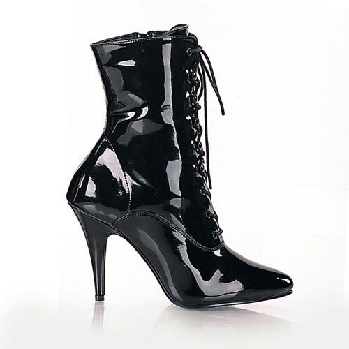High Heel Lack Stiefeletten mit Schnürung