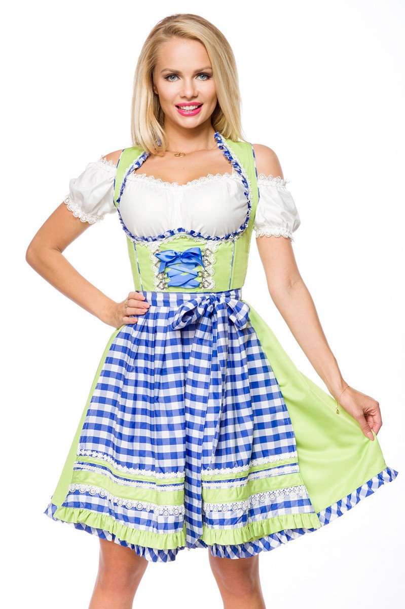Unterbrustdirndl mit Karoschürze