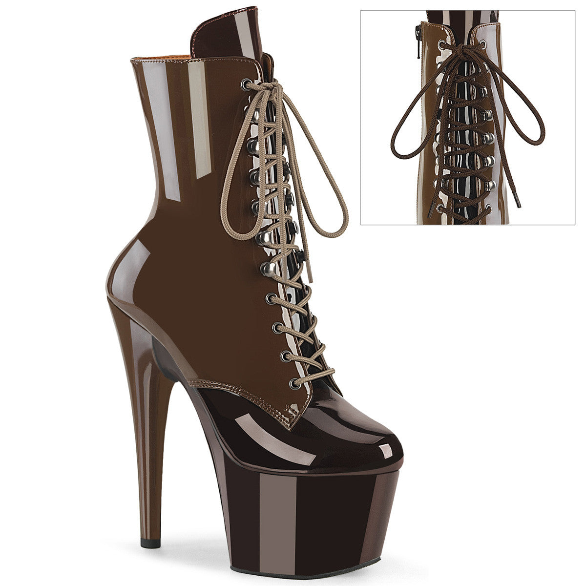 Zweifarbige Schnürstiefelette
