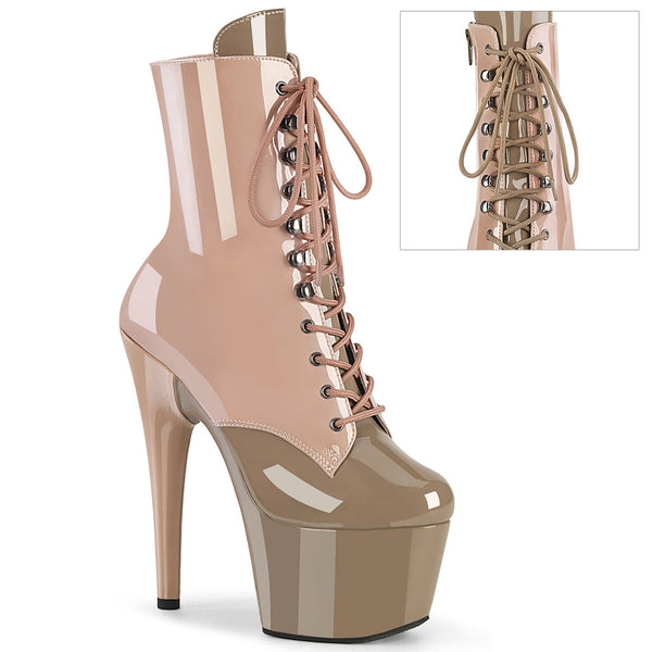 Zweifarbige Schnürstiefelette