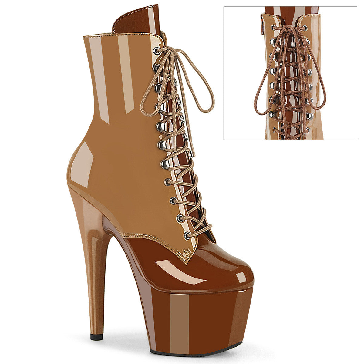 Zweifarbige Schnürstiefelette