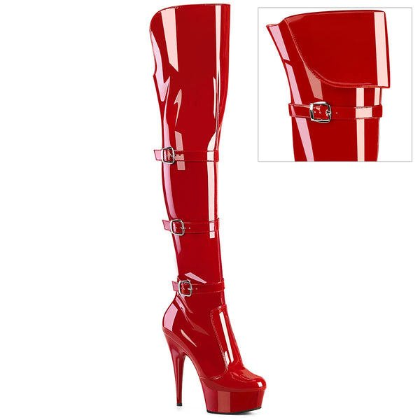 Overkneestiefel mit dreifacher Schnalle