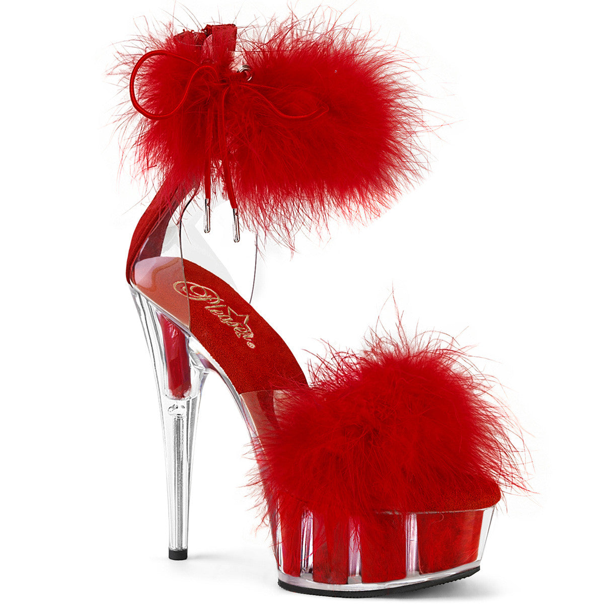 High-Heel Sandalette mit Marabu-Fell