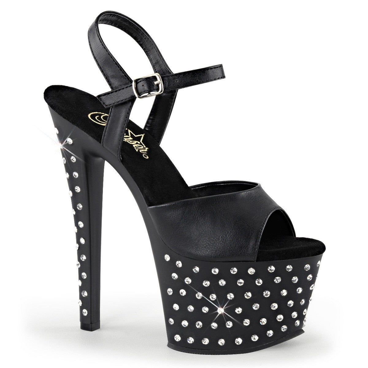 Kunstleder Sandaletten mit Strass