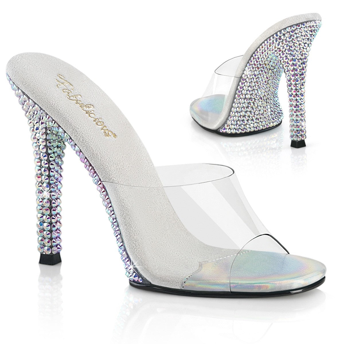 Pleaser Pantoletten mit grossen Strasssteinen