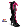 Kunstleder-Schnürstiefel pink/schwarz