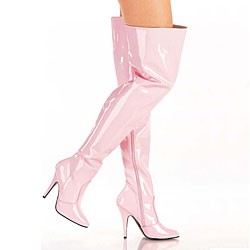 Overkneestiefel Lack rosa