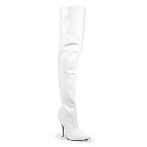 Overkneestiefel Lack weiss
