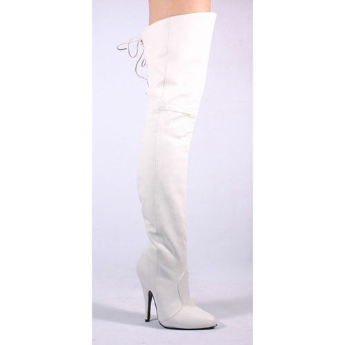 Overknee-Stiefel Leder weiss